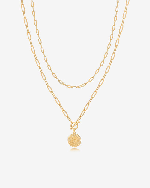 Layered Pendant Paperclip Necklace