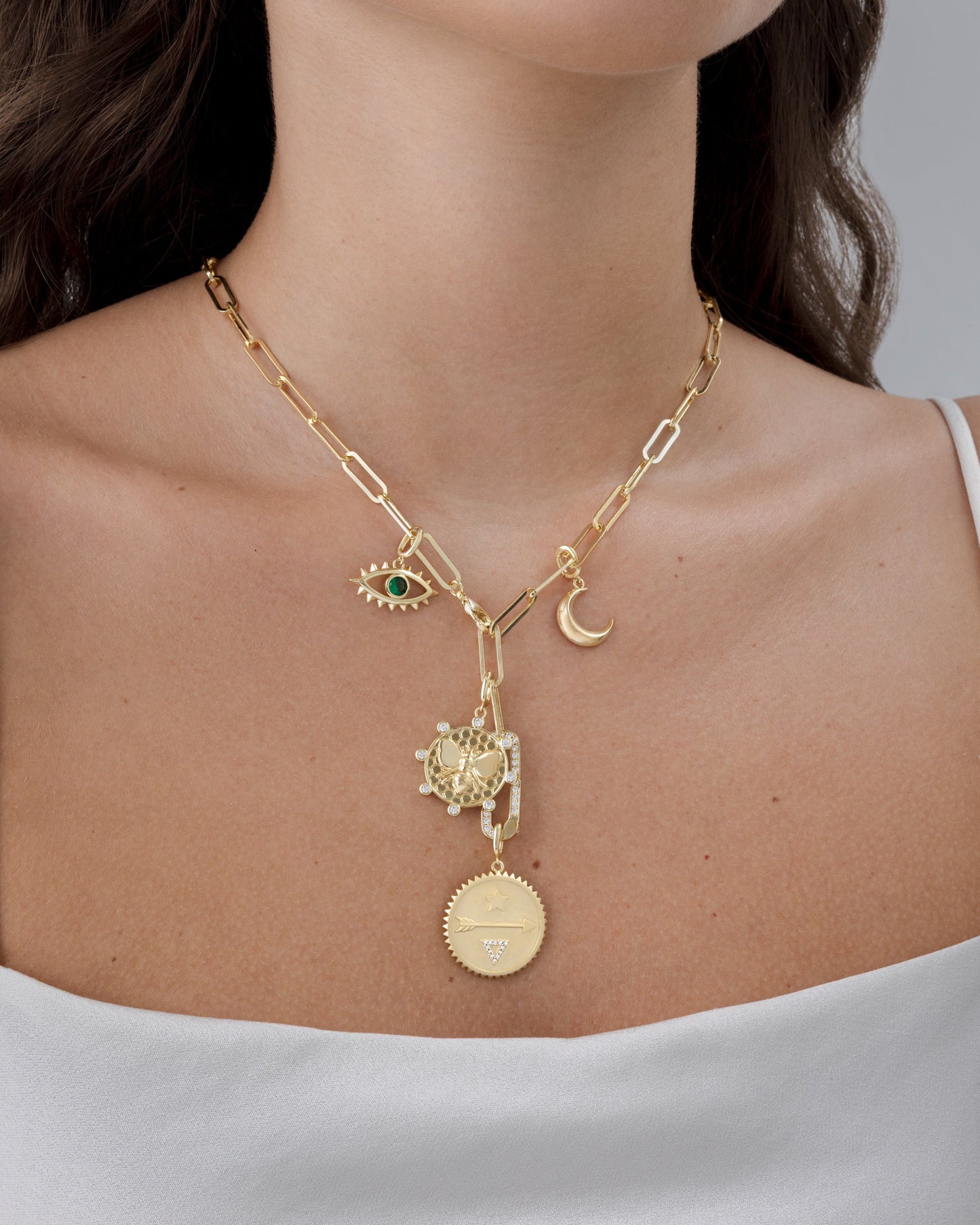 Chunky Charm Lariat Necklace
