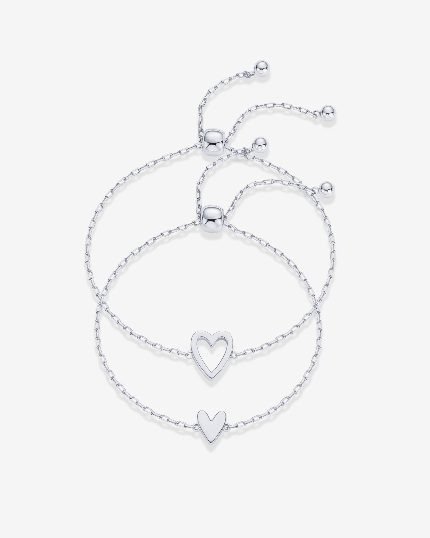 Heart Duo Charm Solitaire Bracelet