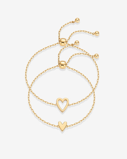 Heart Duo Charm Solitaire Bracelet