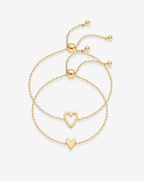 Heart Duo Charm Solitaire Bracelet