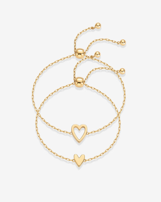 Heart Duo Charm Solitaire Bracelet