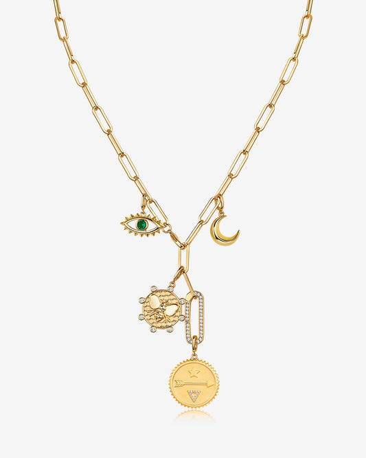 Chunky Charm Lariat Necklace